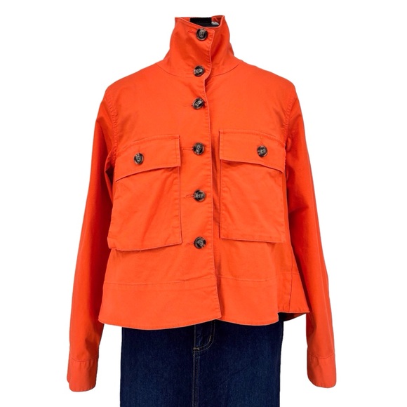 Cabi Resort Jacket # 5098, Tiger Lily Orange Canvas Swing Style Jacket, Small - Picture 6 of 17